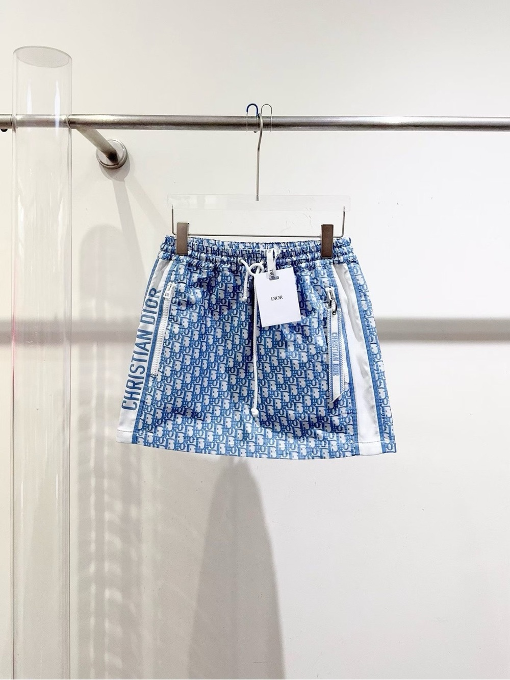 🚩steal Dior Blue Logo Jacquard Drawstring Mini Skirt